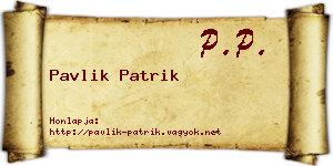 Pavlik Patrik névjegykártya